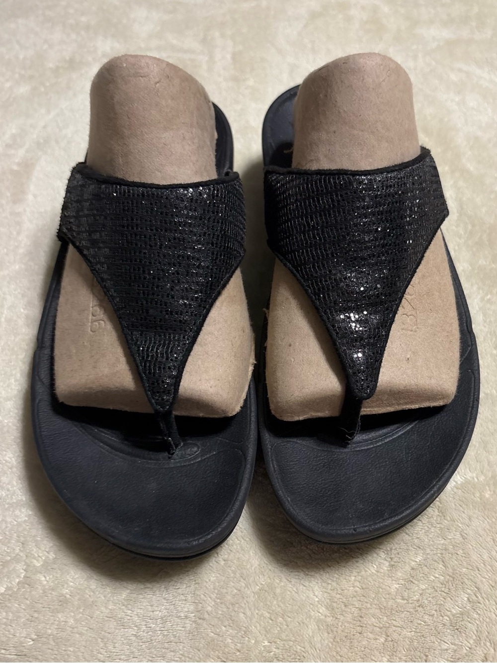 Fitflop Black Sequined Thong Sandals